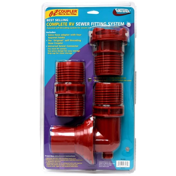 Valterra EZ COUPLER 3-PIECE SYSTEM, RED, CARDED F02-3303 - main